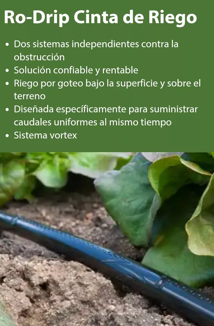 CINTA DE REIGO CAL. 5 DE 1 LPH A CADA 10 CM 3800 M RO-DRIP RIVULIS