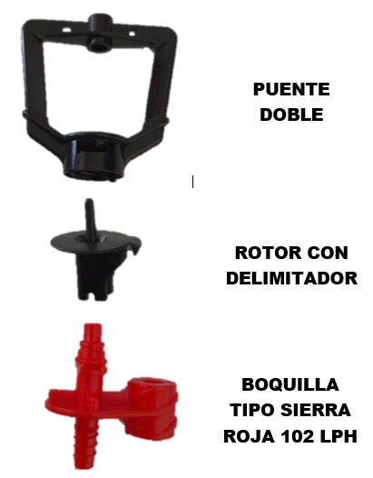 MICROASPERSOR RONDO RIVULIS ROJO 102 LPH TIPO SIERRA (ROSCAR) SIN DELIMITADOR DE ALCANCE